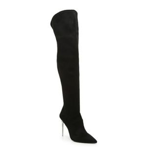 J Lo Jennifer Lopez Azzala Over Knee Black Faux Suede Boots Size 8
